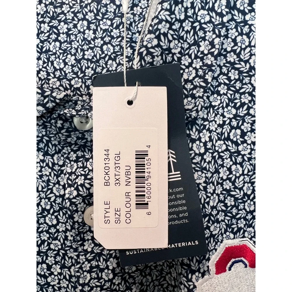 Cutter Buck Mens 3XT College Logo‎ Floral Print Performance Polo Shirt